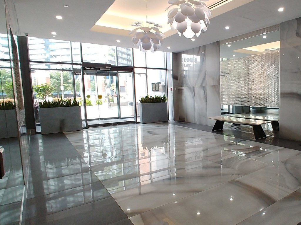 Polished lobby flooring detail, project by colorlab.